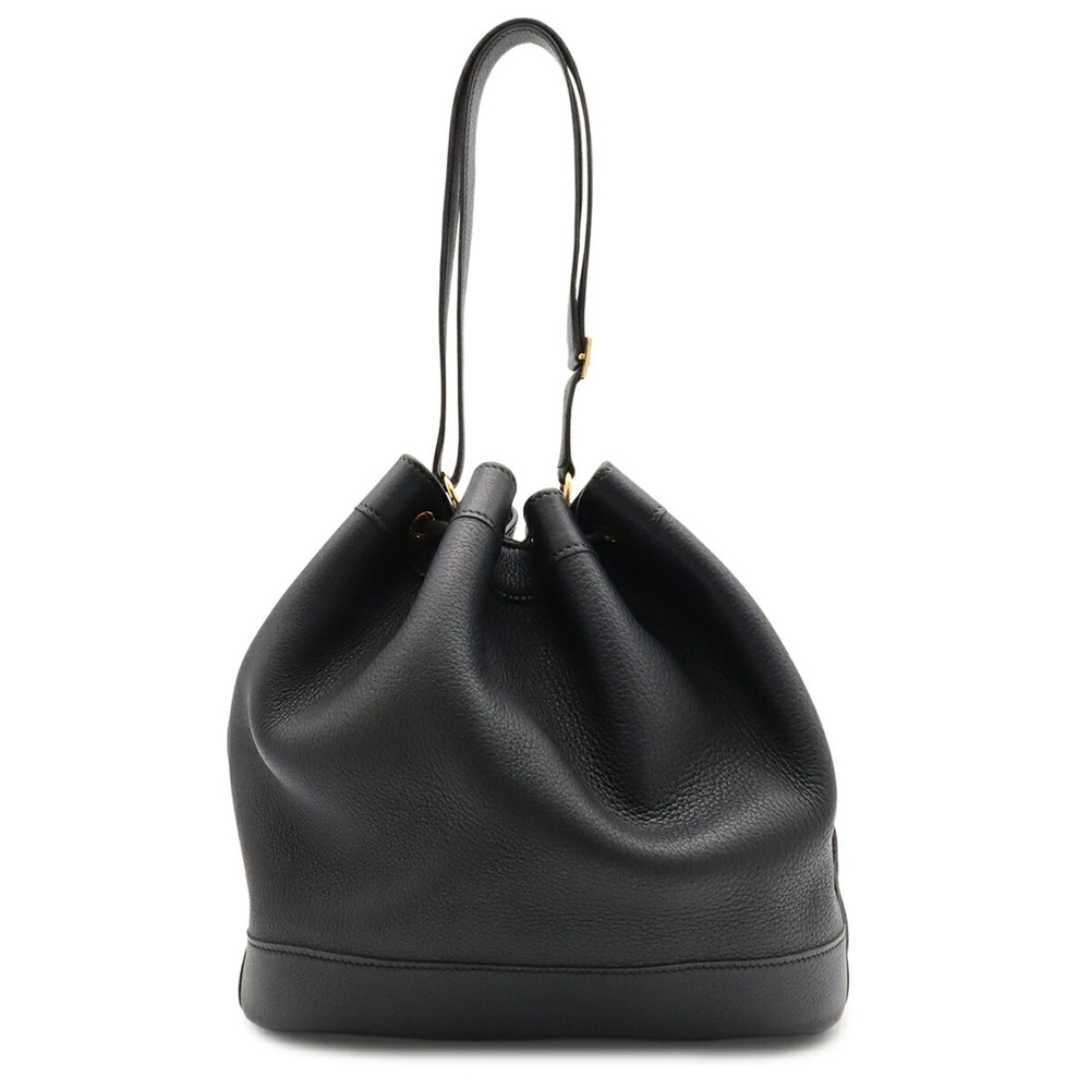 HERMES Market GM Shoulder Bag/Handbag, Taurillon Clemence Leather, Black, wit...